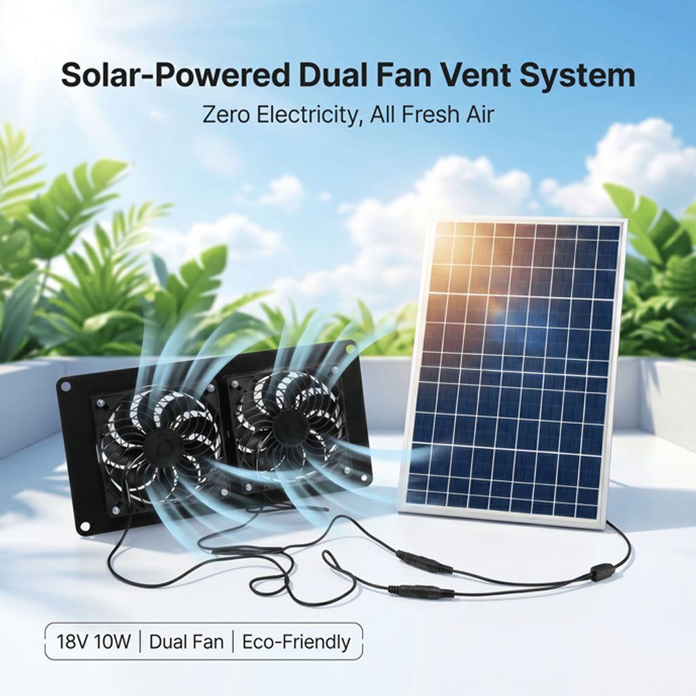 Solar Panel 200W - 10W 18V zonne-energie ventilatiesysteem met dubbele