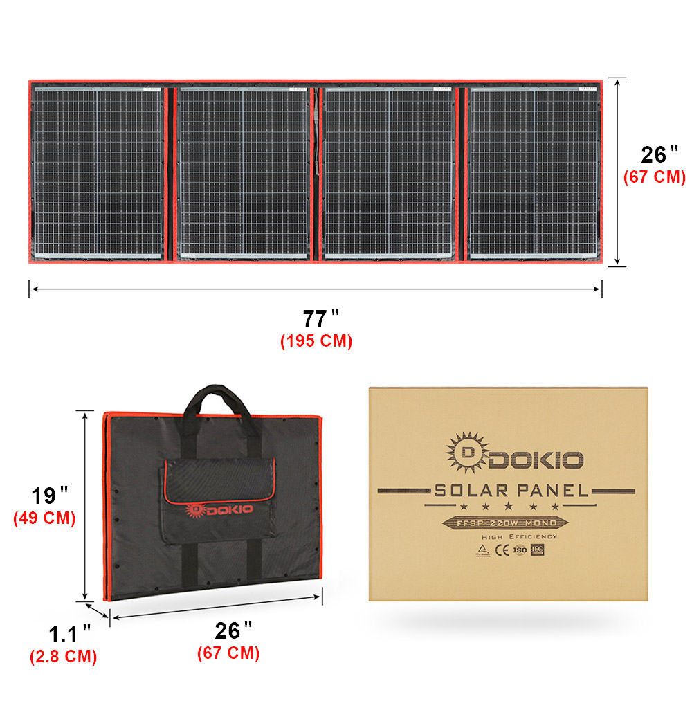Solar Panel 200W - Dokio Merk Flexibel Opvouwbaar 200W Mono