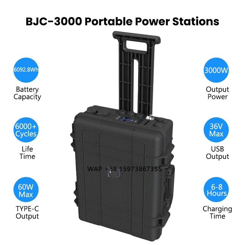 Solar Generator - 110V 220V Draagbaar Oplaadstation 3000W Zonne-energiegenerator,