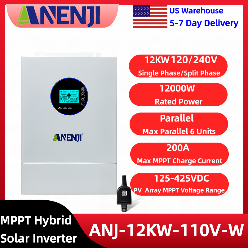 Charge Controller Solar - ANENJI 12KW Split-Phase Hybride Solar-omvormer 120v/240v