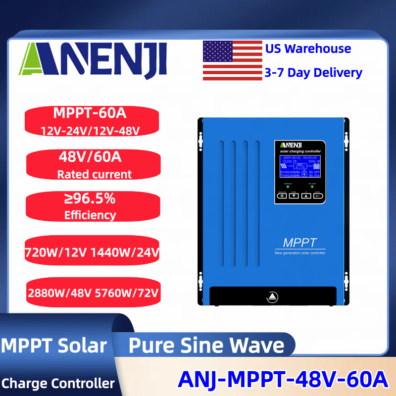 Charge Controller Solar - ANENJI MPPT 100A 80A 60A Zonnelader